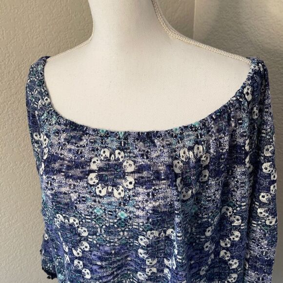 Blue floral off shoulder Pom Pom blouse - Picture 4 of 6